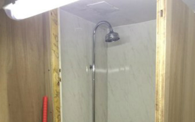 A typical shower system at Clyde Hostel